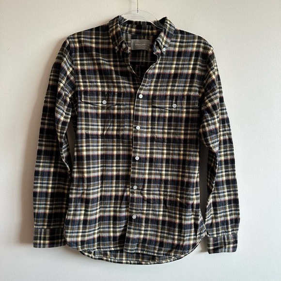 NWOT Everlane Men Flannel Button Down Shirt in Size Small Plaid Multi - Picture 2 of 6
